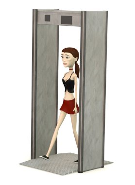 metal dedektörü ile çizgi film karakteri 3D render