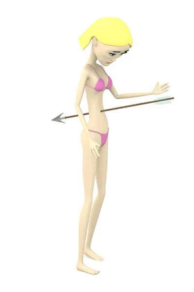 Renderização 3d de personagem de desenho animado com seta — Fotografia de Stock