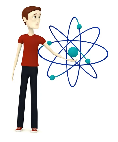 3D-Darstellung der Zeichentrickfigur mit Atom — Stockfoto