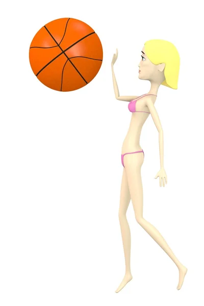 3d render of cartoon character with basket-ball — Stock Photo, Image