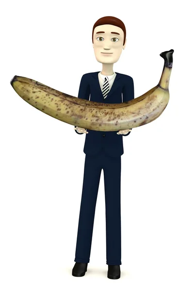 3D-Darstellung der Comicfigur mit Banane — Stockfoto