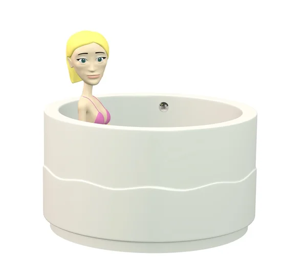 3d render of cartoon character in bathtub — Stock Photo, Image