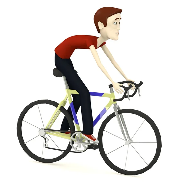 3d renderização de personagem de desenho animado na bicicleta — Fotografia de Stock