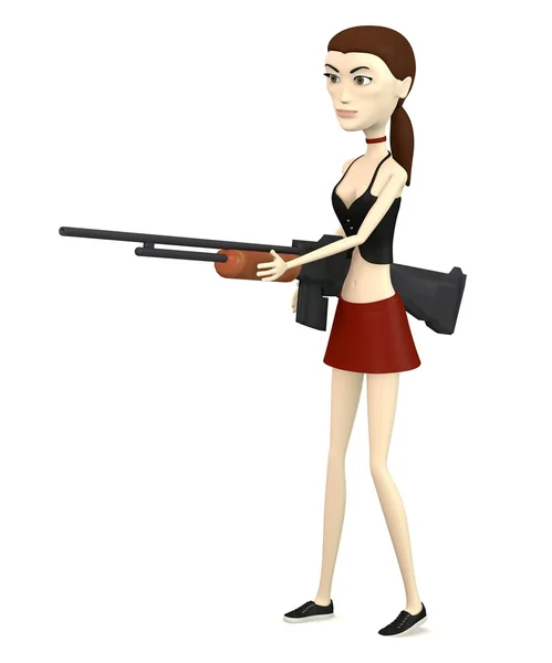 총과 만화 캐릭터의 3d 렌더링 — 스톡 사진