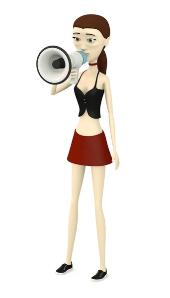 Renderização 3d de personagem de desenho animado com megafone — Fotografia de Stock