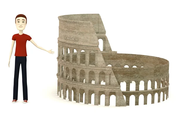 3D render av seriefiguren med colosseum — Stockfoto