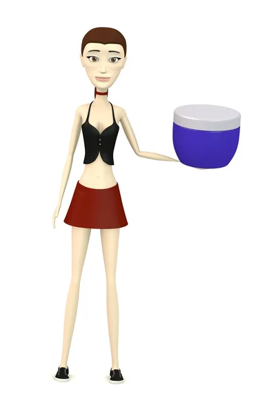 3D-Darstellung der Zeichentrickfigur mit Creme — Stockfoto