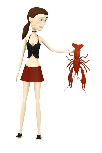 3d renderização de personagem de desenho animado com lagostins mortos — Fotografia de Stock
