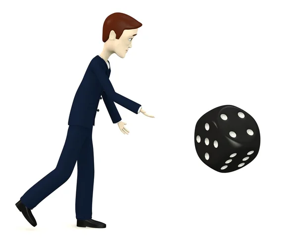 3D-Darstellung der Zeichentrickfigur mit Würfeln — Stockfoto