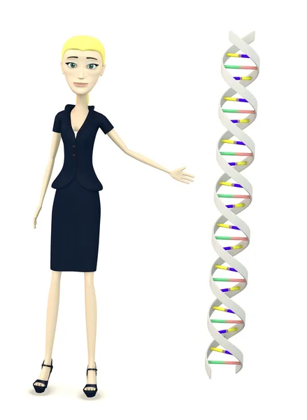 3d rendu de personnage de dessin animé avec de l'ADN — Photo
