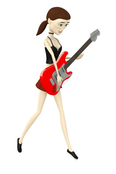 3d render of cartoon character with electric guitar — Stock Photo, Image