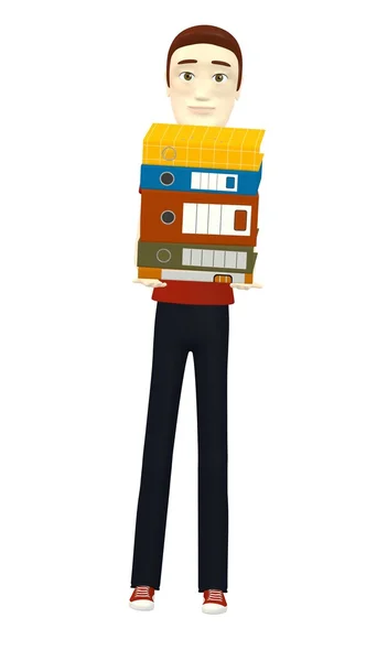 3D renderowania postać z kreskówek z plików pakietu office — Zdjęcie stockowe