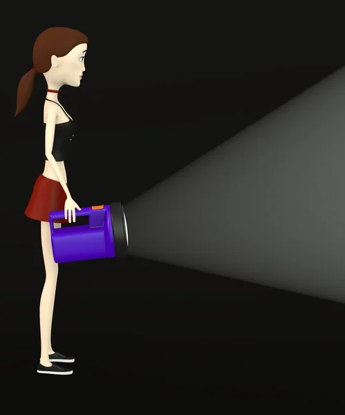 3D render av seriefiguren med ficklampa — Stockfoto