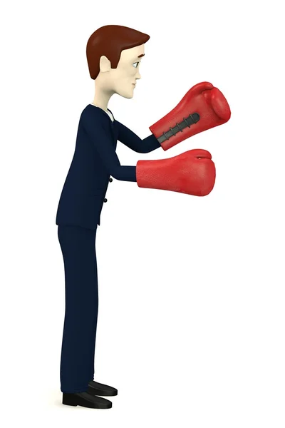 3d renderizado de personaje de dibujos animados con guantes de boxeo —  Fotos de Stock