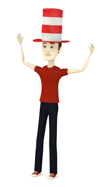 3D render av seriefiguren med hatt — Stockfoto