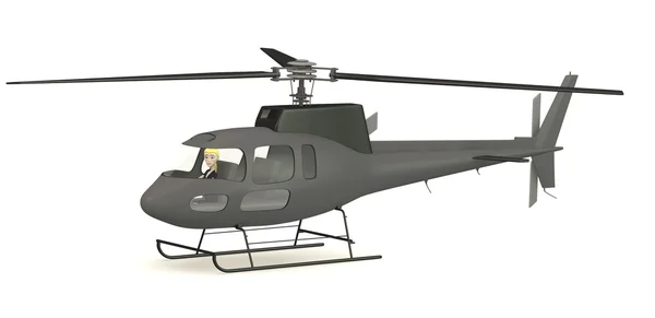 3d render of cartoon character in helicopter — Stock Photo, Image