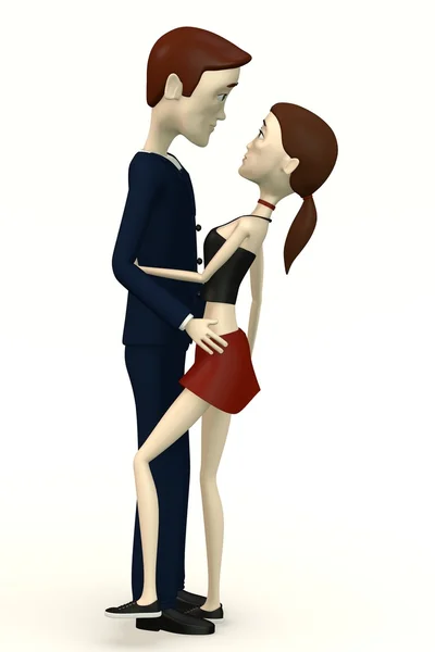 3D renderowania postaci z kreskówek w seksowny przytulić — Zdjęcie stockowe