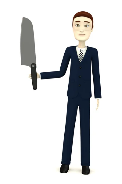 3d render of cartoon character with knife — Stock Photo, Image