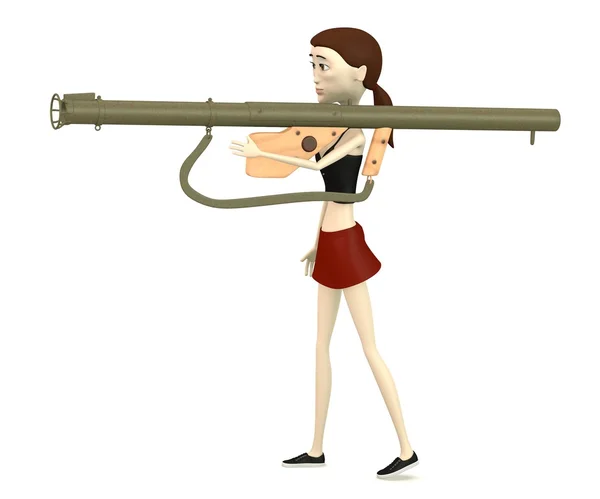 3D renderowania postać z kreskówek z bazooki — Zdjęcie stockowe