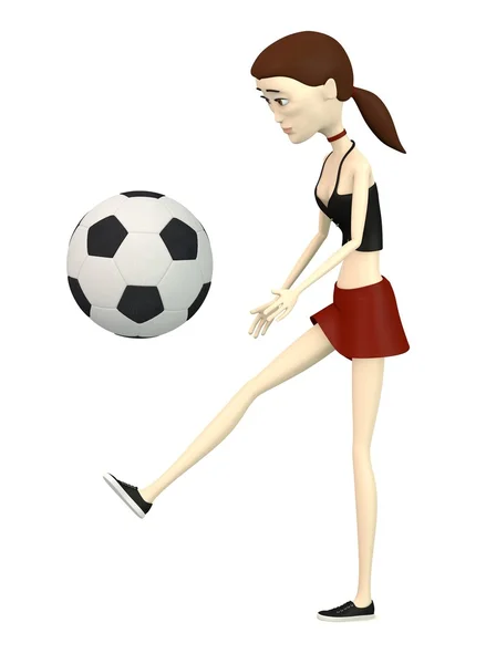 3D-Darstellung der Cartoon-Figur mit Fußball — Stockfoto