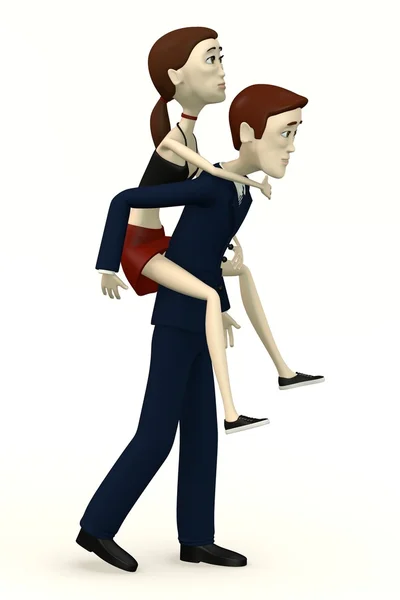 3D-Darstellung einer Cartoon-Figur, die Frau trägt — Stockfoto