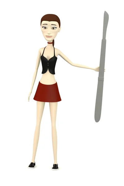 3d renderizado de personaje de dibujos animados con herramienta de cirugía — Foto de Stock
