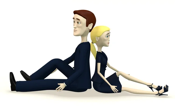 3d render of cartoon characters sitting — Stock Photo, Image