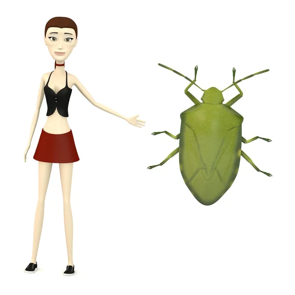 3d render of cartoon character with stink bug — Stock Photo, Image