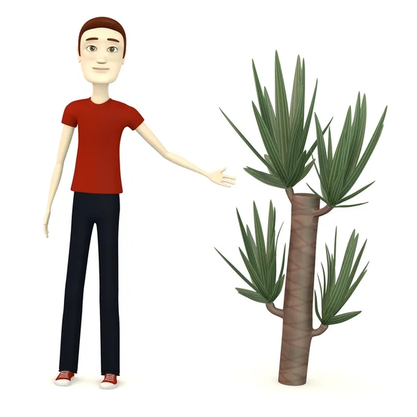 Rendering 3d del personaggio dei cartoni animati con yucca — Foto Stock
