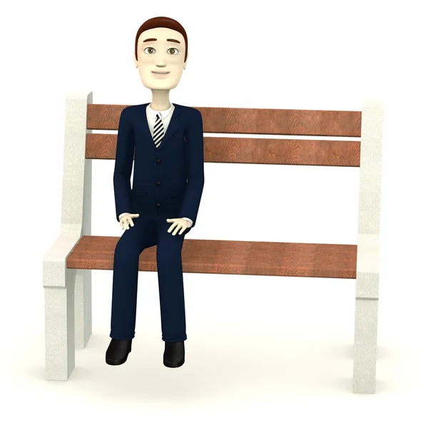 3d render of businessman sitting on bench — Stock Photo, Image