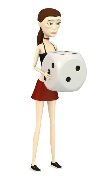 3d render of cartoon character with dice — Stock Photo, Image