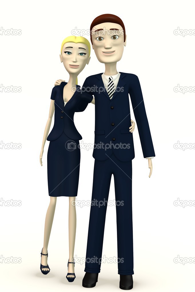 Rendering 3d Di Personaggi Dei Cartoni Animati Coppia Felice Foto Stock C 3drenderings