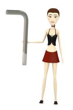 çizgi film karakteri ile allen anahtar 3D render