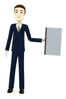 çizgi film karakteri ile kitap 3D render