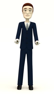 çizgi film karakteri gözleri elinde olan 3D render