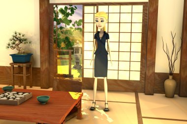 çizgi film karakteri Japonca İçişleri 3D render