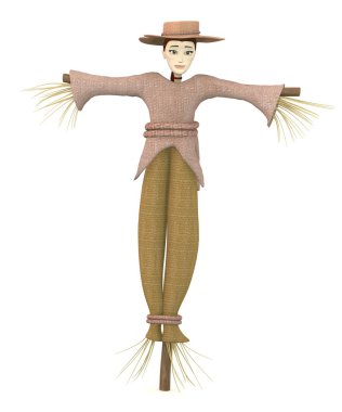 çizgi film karakteri korkuluk olarak 3D render