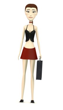 çizgi film karakteri ile bavul 3D render