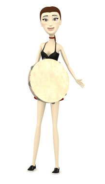 3D render tef ile çizgi film karakteri