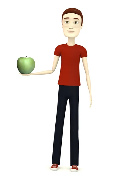 漫画のキャラクターの apple と 3 d のレンダリング — ストック写真