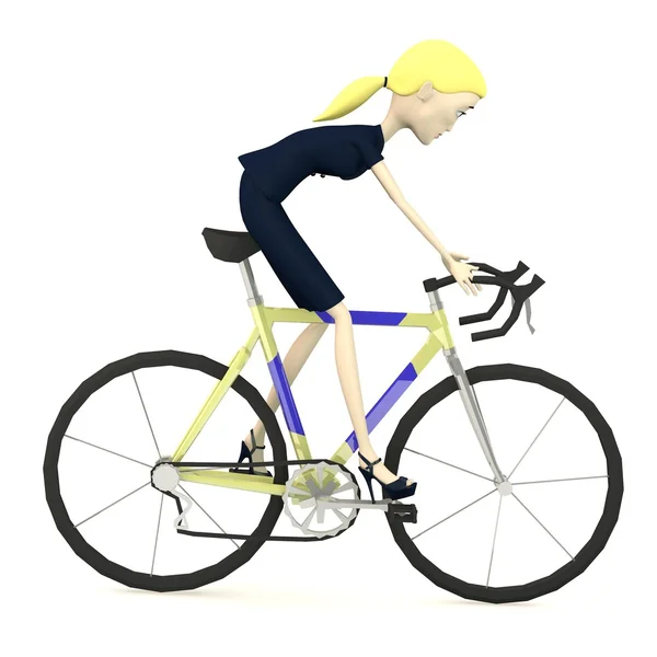 3d renderização de personagem de desenho animado na bicicleta — Fotografia de Stock