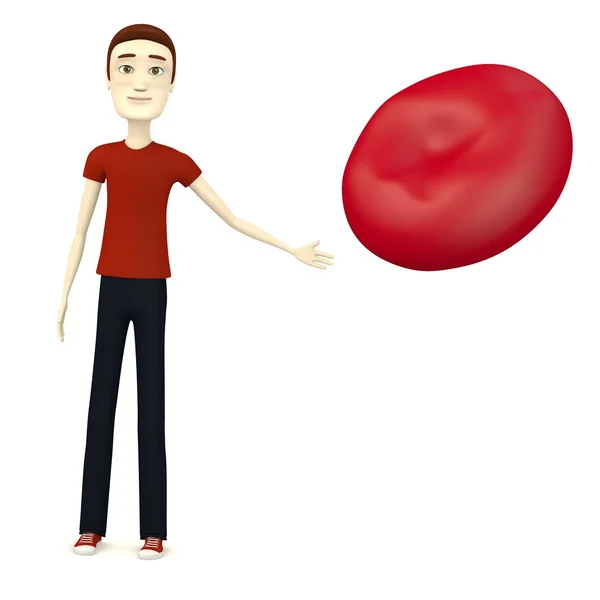 3d render of cartoon character with red blood cell — Stock Photo, Image