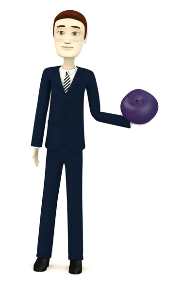 Çizgi film karakteri blueberry ile 3D render — Stok fotoğraf