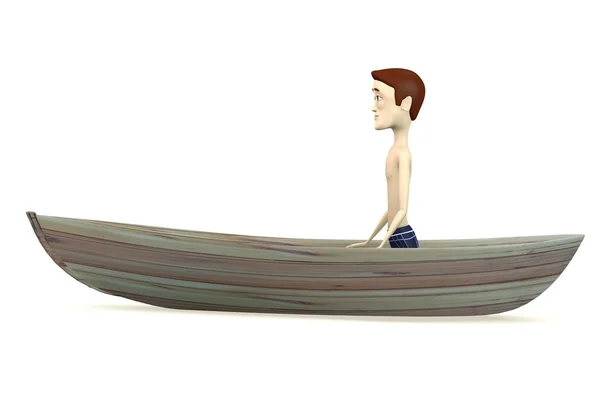 3d render of cartoon character on boat — Stock Photo, Image