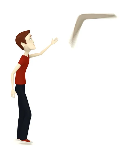 3d render of cartoon character with boomerang — Stock Photo, Image