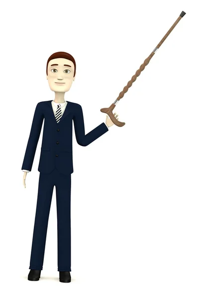 지팡이와 만화 캐릭터의 3d 렌더링 — 스톡 사진