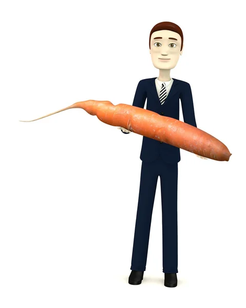 Rendering 3d del personaggio dei cartoni animati con carota — Foto Stock