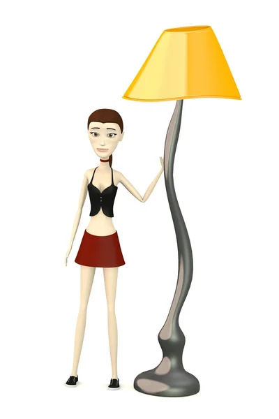 3d rendu de personnage de dessin animé avec lampe — Photo