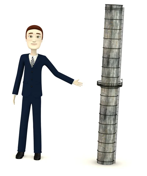 3D візуалізація мультиплікаційного персонажа з димоходом — стокове фото