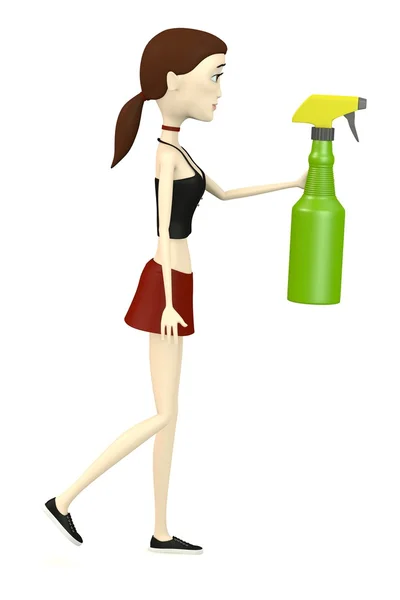 3d render of cartoon character with cleaner — Stock Photo, Image